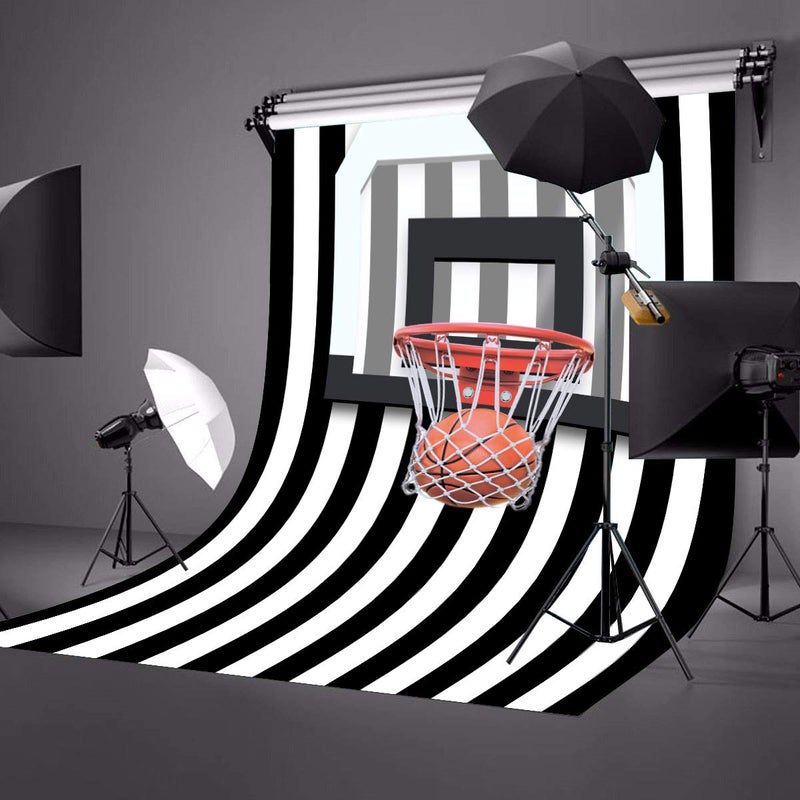 LYLYCTY Black and White Stripe Backdrop for Sports Basketball Theme Birthday Party Ideas Decortion Video Studio Photo Booth Prop - Image 5